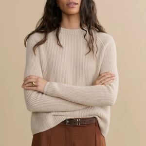 Jenni Kayne Cashmere Fisherman Sweater In Oatmeal M